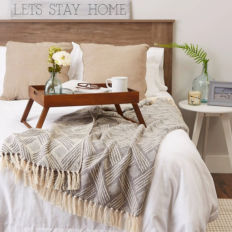 DII® Gray Basket Weave Woven Throw