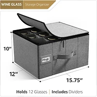 Sorbus 15.75" Gray Stemware Storage Chest