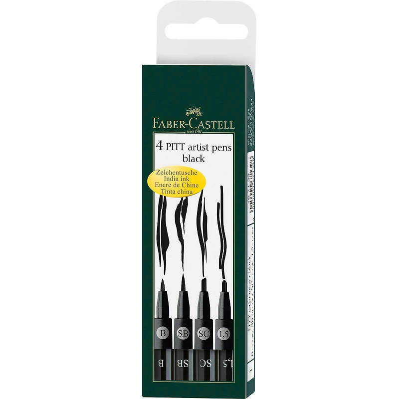 Faber-Castell® PITT® 4 Piece Black Artist Pen Set