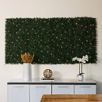40" Pre-Lit Warm White LED Boxwood Artificial Living Wall Panel