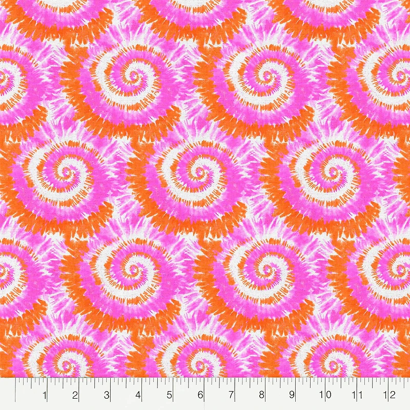 Fabric Editions Pink & Orange Tie Dye Cotton Fabric