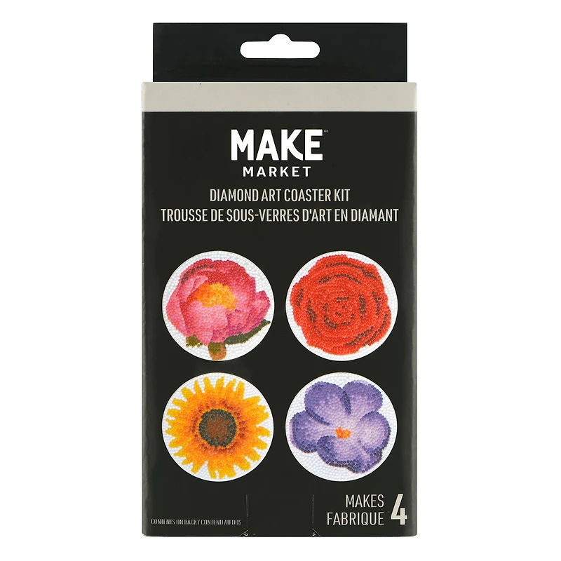 Round Flower Diamond Art Coaster Kit by Make Market®