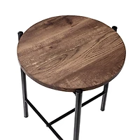 Honey Can Do Natural T-Pattern Base Round Side Table