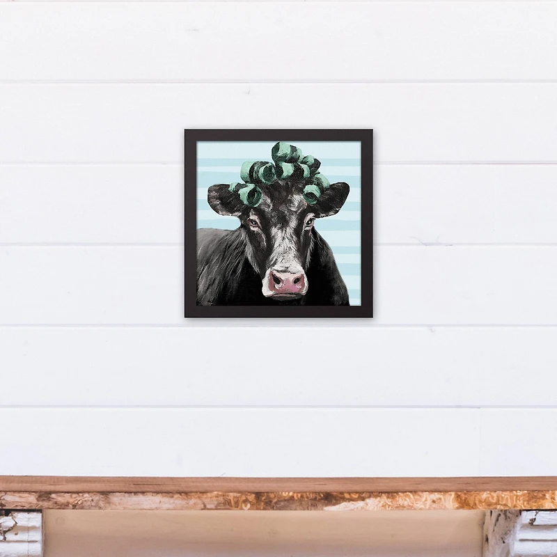 Blue Cow Rollers 12" x 12" Black Framed Canvas