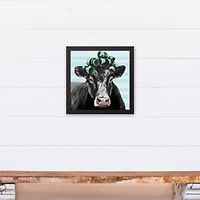Blue Cow Rollers 12" x 12" Black Framed Canvas