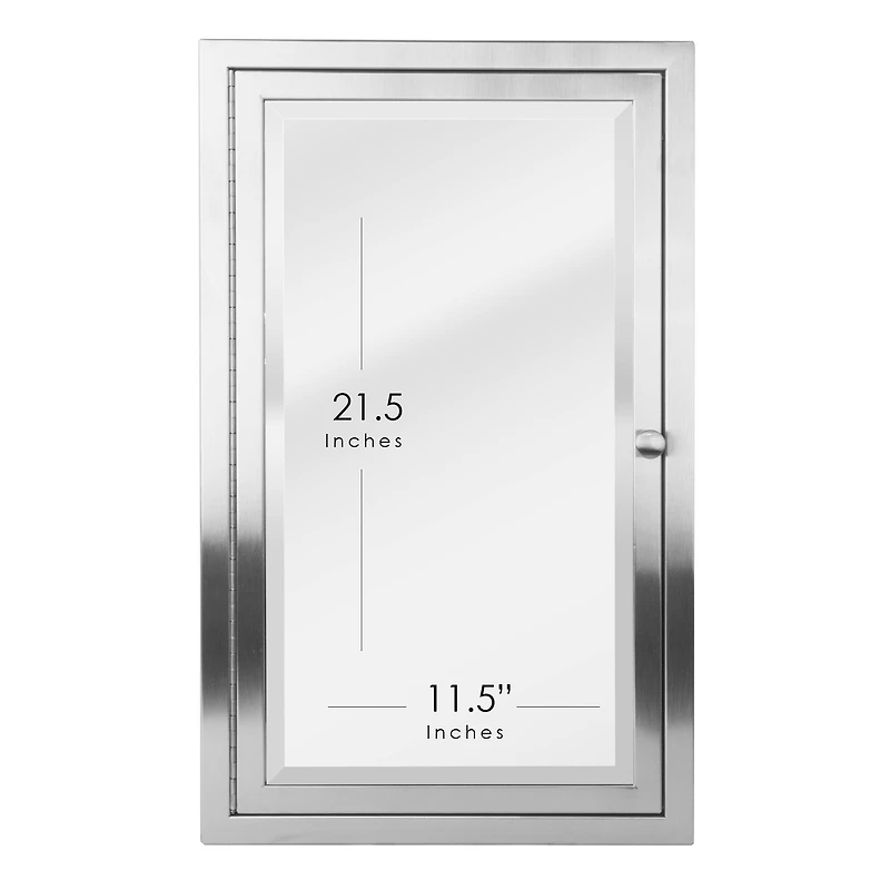 Head West Brushed Nickel Stainless Steel Recessed Mirrored Medicine Cabinet