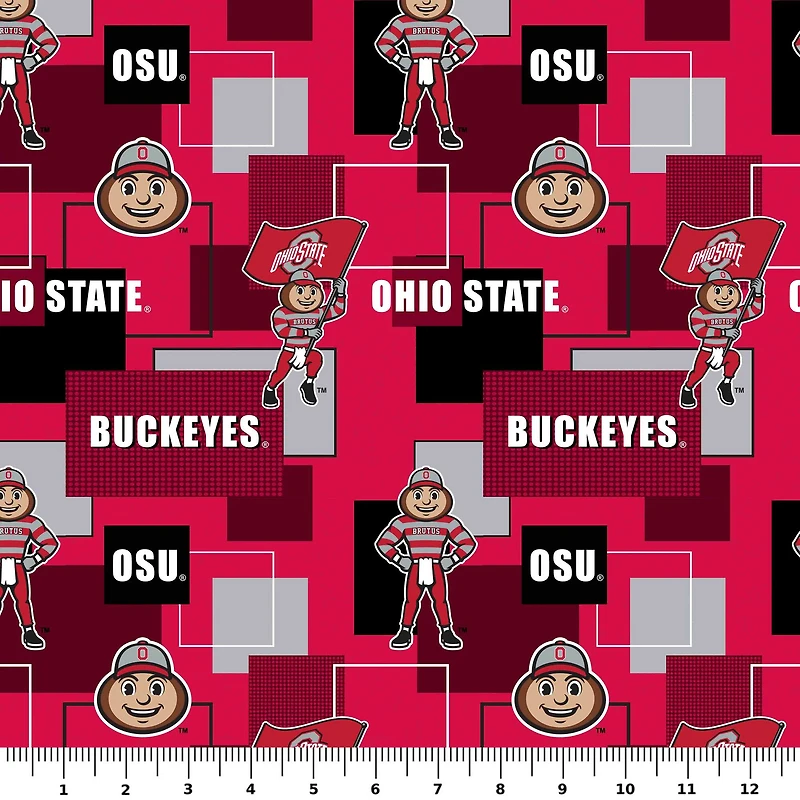 NCAA Ohio State University Buckeyes Block Cotton Fabric