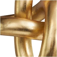 23.75" Gold Polystone Abstract Sculpture with Gray Pyramid Base