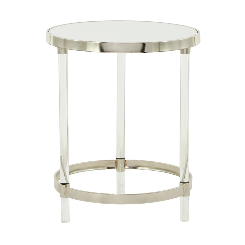 Silver Acrylic Contemporary Accent Table, 19" x 19" x 23"