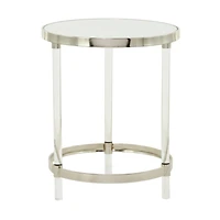 Silver Acrylic Contemporary Accent Table, 19" x 19" x 23"