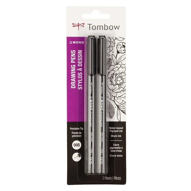 Tombow MONO 005 Black Drawing Pens, 2ct.