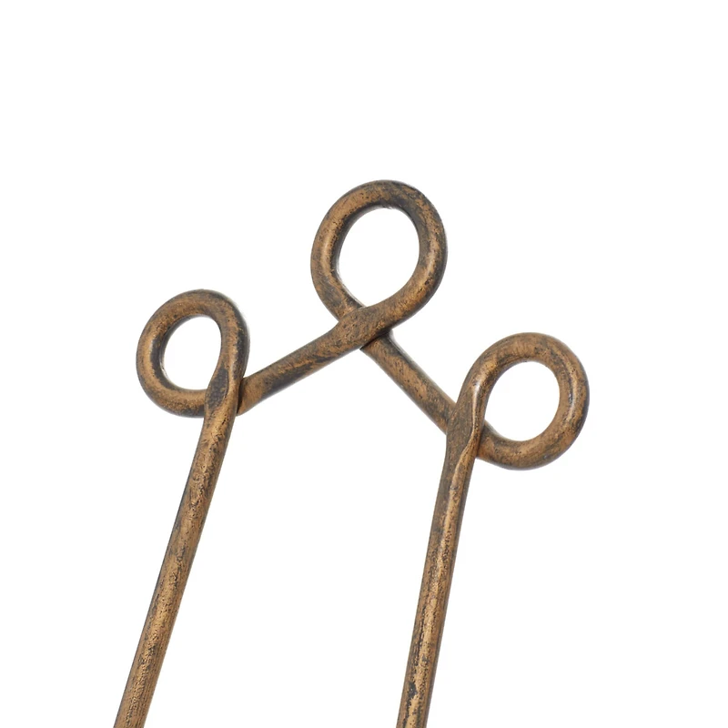 Traditional Scrolling Gold Metal Easel, 19" x 7" x 10"