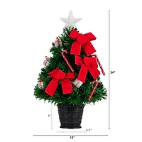 2ft. Fiber Optic Classic Star-Topped Artificial Christmas Tree in Decorative Planter