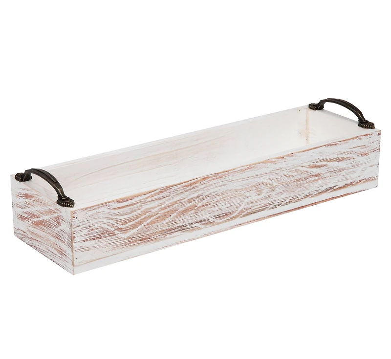 Mind Reader 16" Long Rustic Wooden Rectangular Serving Tray