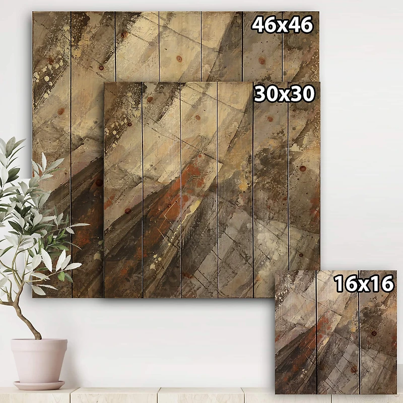 Designart - Fire and Ice Minerals III - Farmhouse Print on Natural Pine Wood