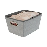 Simplify Medium Heather Gray Grommet Storage Bin