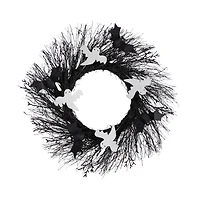 22" Halloween Ghost & Bats Twig Wreath