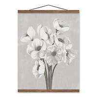 Soft Gray Poppies Teak Hanging Canvas