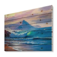 Designart - Blue Waves Breaking At The Beach I