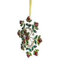 6.5" Green and Red Gem Stone Flowers Snowflake Christmas Ornament
