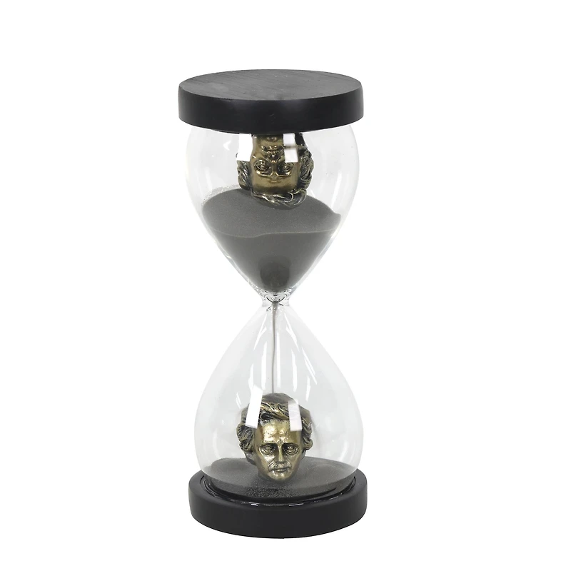 8.25" Black & Gold Poe's Head Hourglass Tabletop Décor by Ashland®