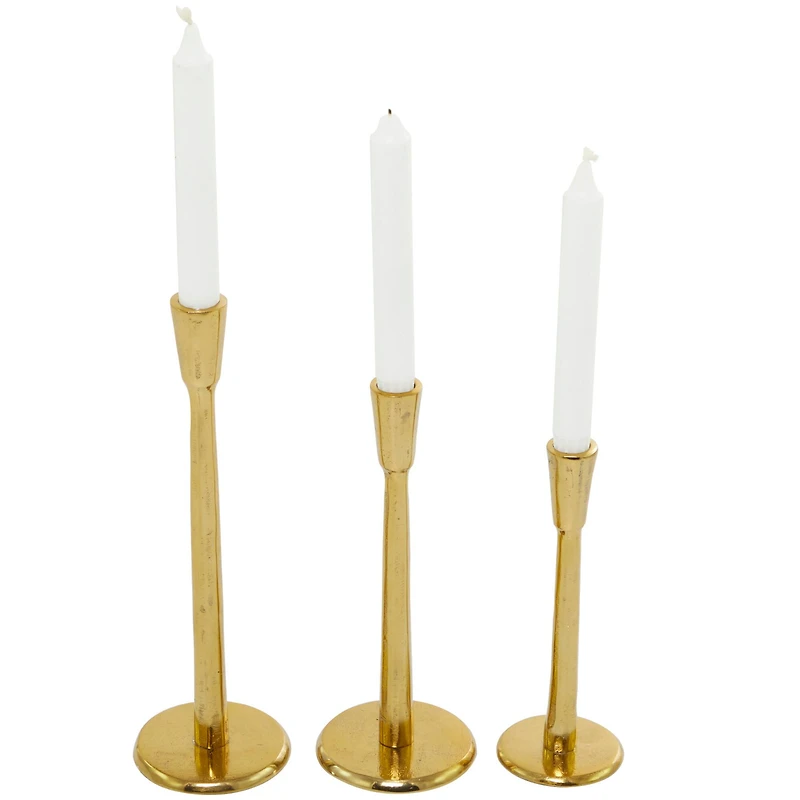 The Novogratz Gold Aluminum Tapered Candle Holder Set