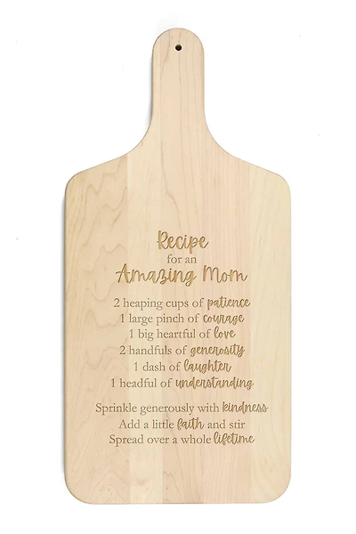17" Recipe for an Amazing Mom Maple Paddle Cutting Board