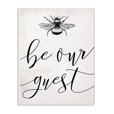Stupell Industries Be Our Guest Bumble Bee Script Wall Plaque