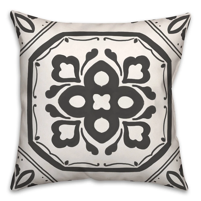 Black Medallion I 18" x 18" Throw Pillow