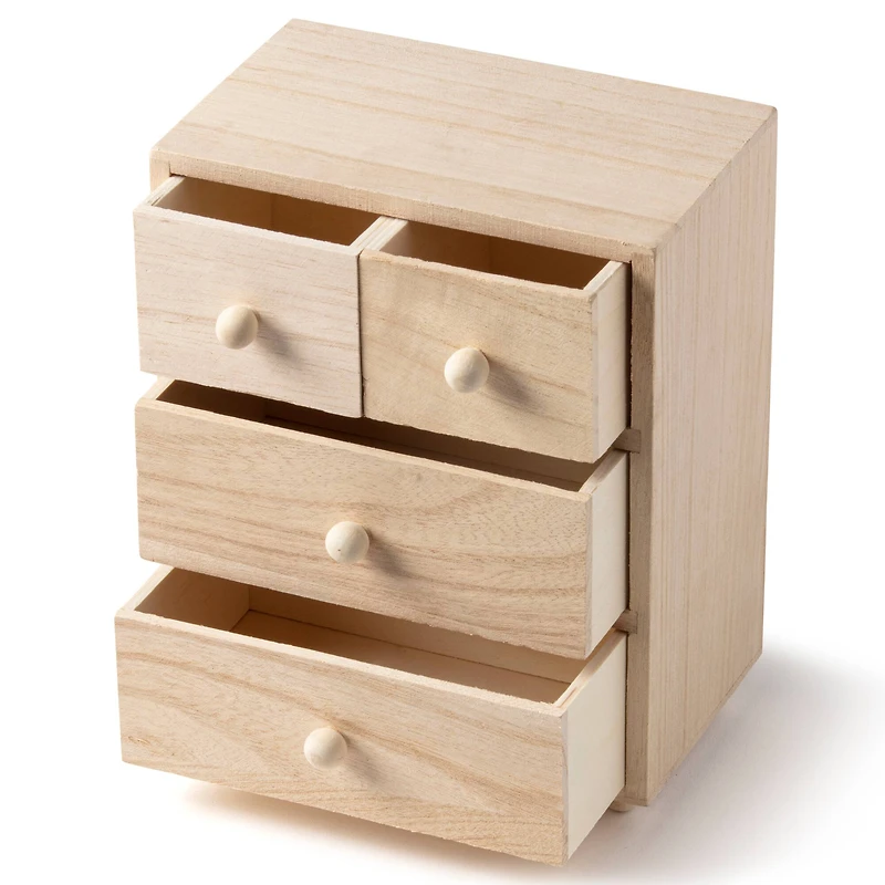 6 Pack: 7.5" Wood 4-Drawer Box by Make Market®