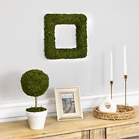 14" Green Reindeer Moss Square Spring Wreath