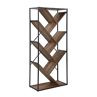 Walker Edison 68" Reclaimed Barnwood V Bookshelf