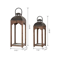 Farmhouse Brown Candle Lantern Set, 24.5" & 20"