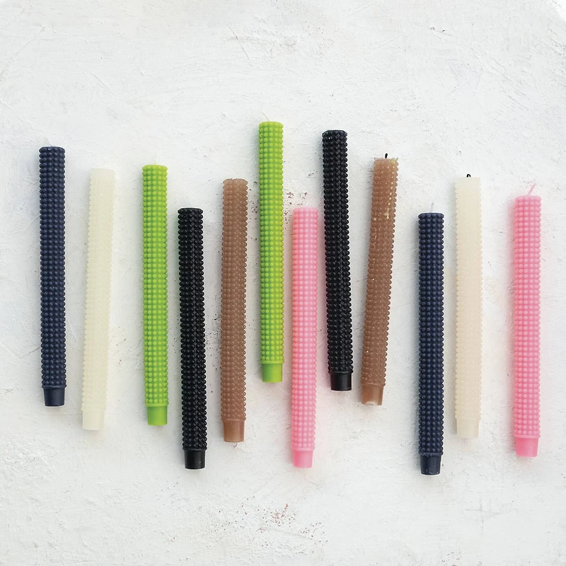 Hello Honey® 10" Pink Unscented Hobnail Taper Candles, 2ct.