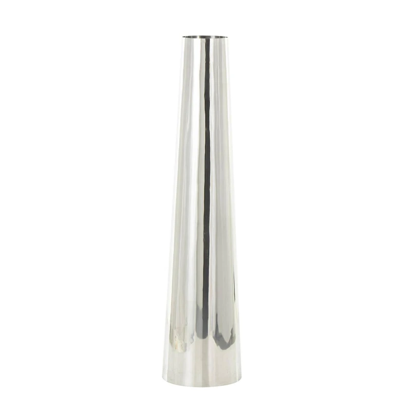 Silver Stainless Steel Metal Minimalistic Tall Floor Cone Vase