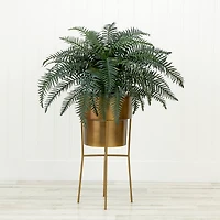 34" Artificial River Fern Plant in Metal Planter with Stand