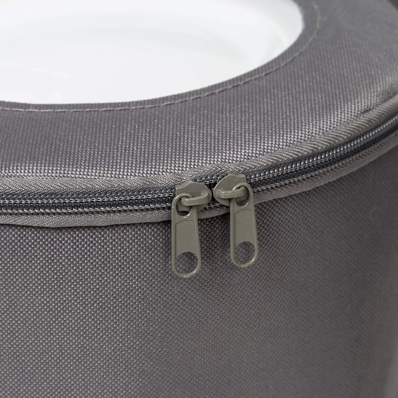 Honey Can Do 12" Gray Round Dinnerware Storage Box