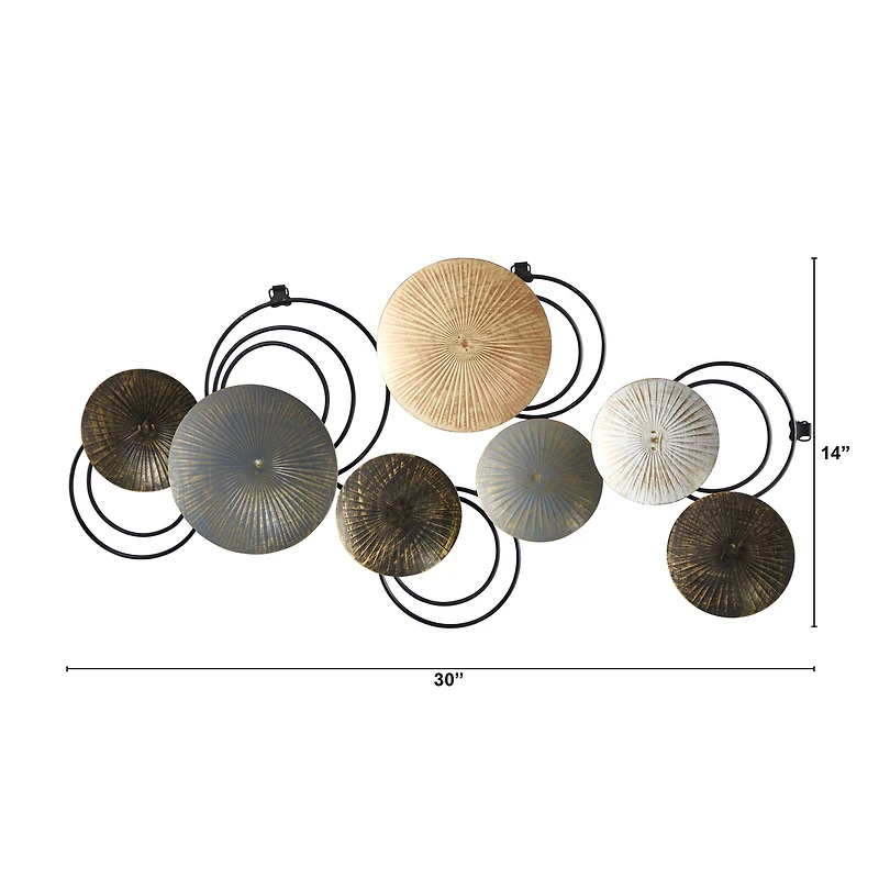 30" x 14" Rays Metal Plates Wall Art Decor