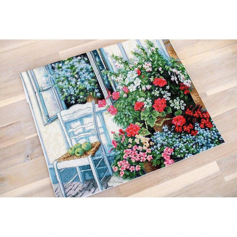 Luca-s Terrace With Flowers Counted Cross Stitch Kit