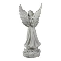 13" Weathered Gray Serene Angel with Dove Outdoor Garden Statue
