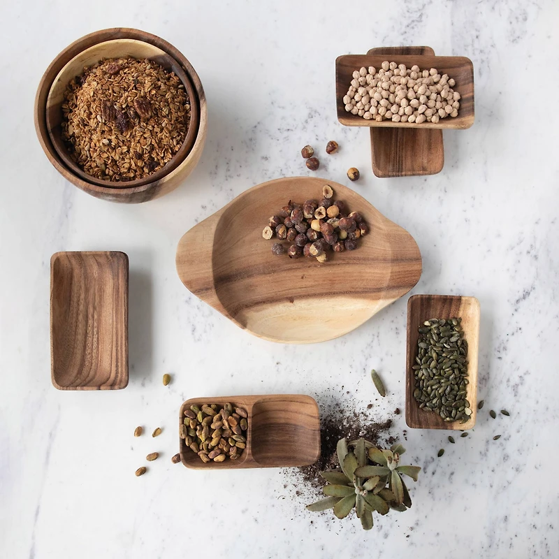 Hello Honey® Acacia Wood Trays with Seagrass Tie, 4ct.