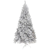 9ft. Pre-Lit Silver Tinsel Artificial Christmas Tree, Clear Lights
