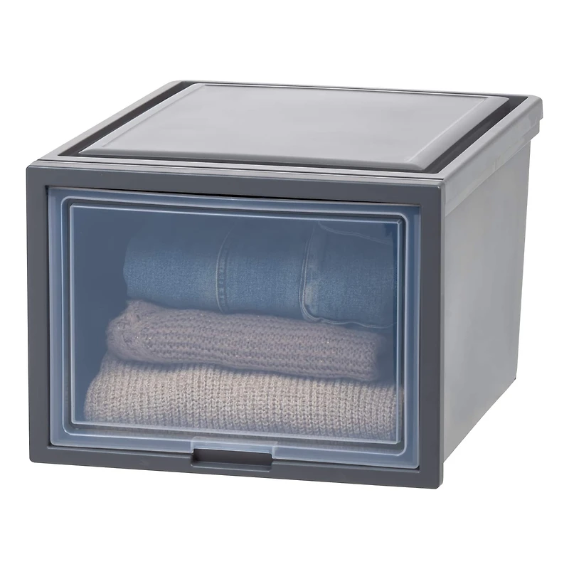 IRIS® Gray Storage Bin with Sliding Door