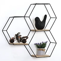 Nex™ Black Metal Modern Floating Hexagonal Shelf