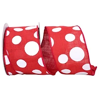 JAM Paper 4" x 10yd. Burlap Wired Red & White Dots Ribbon
