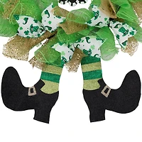 24" Happy St. Patrick's Day Ribbon Wreath with Leprechaun Hat