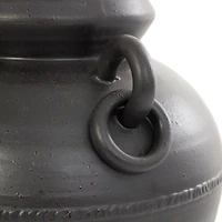 15" Black Ceramic Amphora Vase with Speckled Texture & Ring Handles