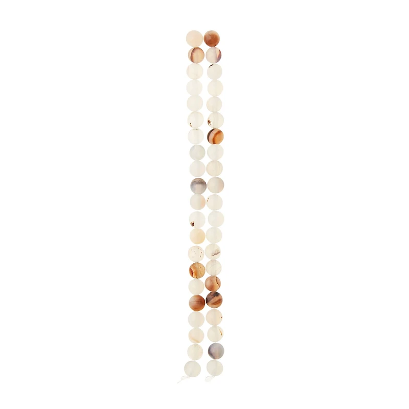 12 Pack: White Chalcedony Agate Round Beads, 6mm by Bead Landing™