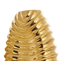 Gold Ceramic Dimensional Ribbed Vase Set