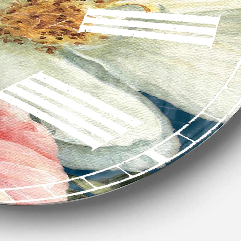 Designart 'Handpainted Blue Damask Flowers Farmhouse Wall Clock